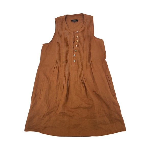Quince Dresses & Skirts - Quince European Linen Sleeveless Swing Dress Womens Small Terracotta Pintuck